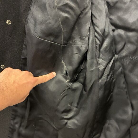 Men's Silver Cloud Cashmere Wool Italian Dark Gray Full Length Overcoat 42R - Picture 6 of 8